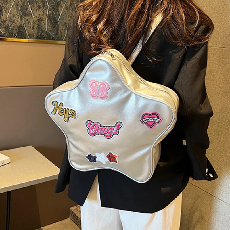 

Женский рюкзак, сумка, новинка 2023, модная сумка через плечо в форме звезды, рюкзак, ранец из искусственной кожи