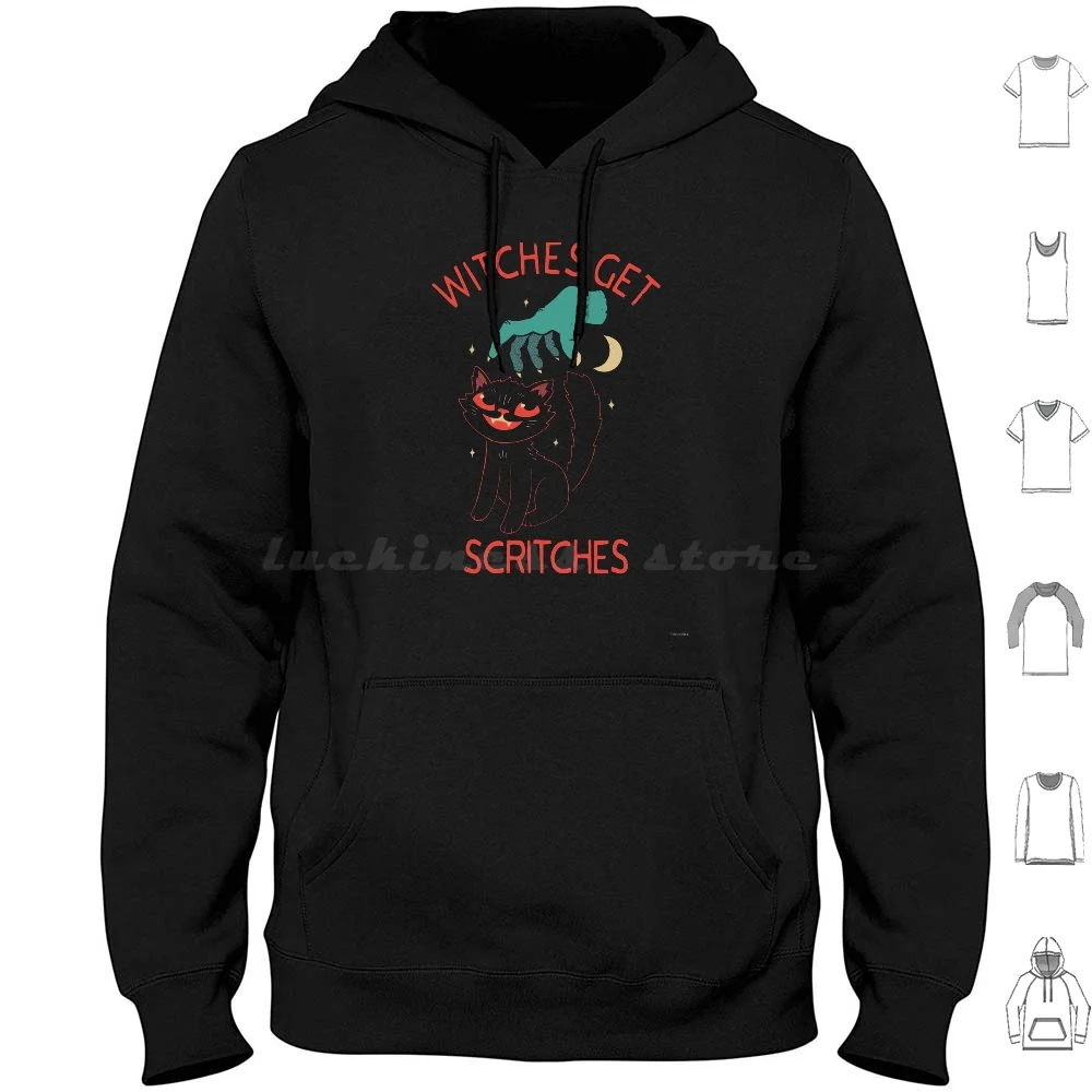 

Witches Get Scritches Hoodie cotton Long Sleeve Witch Witches Cat Kitty Cats Cute Halloween Spoopy Horror Quote Spooky