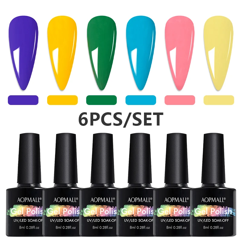 

6 Colors Gel Nail Polish Set Soak Off UV LED Lamp Nail Polish Kit Nail Art Nail Art For Manicure Set