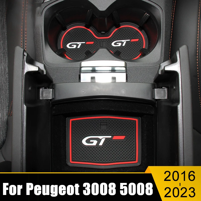 

Car Rubber Anti-Slip Gate Slot Cup Mat Door Non-Slip Pad For Peugeot 3008 5008 GT 2016 2017 2018 2019 2020 2021 2022 2023 Hybrid