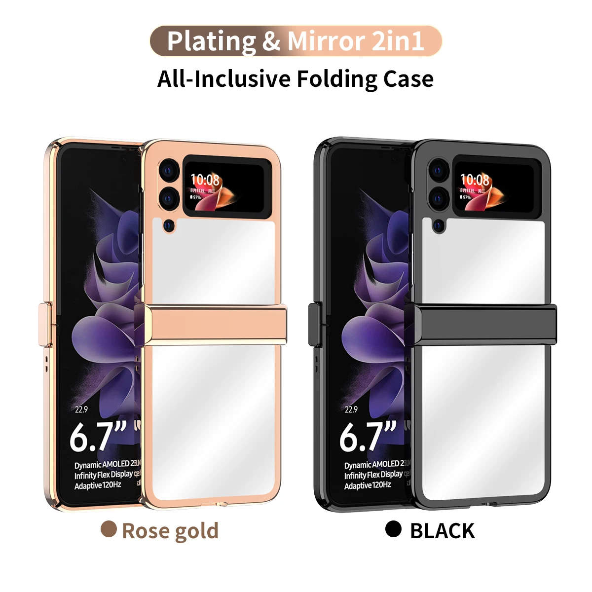 Cena Z Flip 3 Etui Do Samsung Galaxy Z Flip 3 5G Lustro Telefon Z Powrotem Z Flip3 ZFlip 3 Poszycie Zawiasy Pokrywa Do Galaxy Z Flip 3 Przypadki