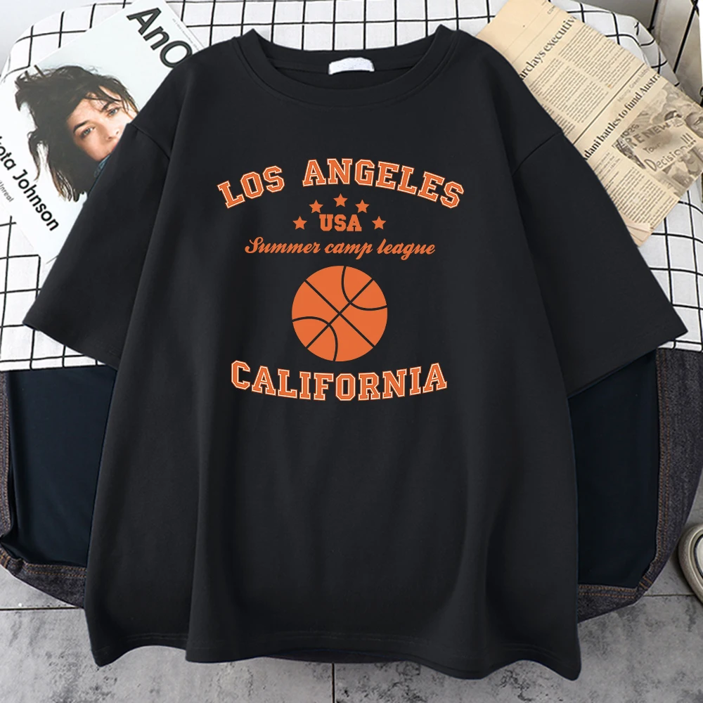 Летняя футболка для баскетбола Лос-Анджелеса Калифорния США хлопковая Футболка
