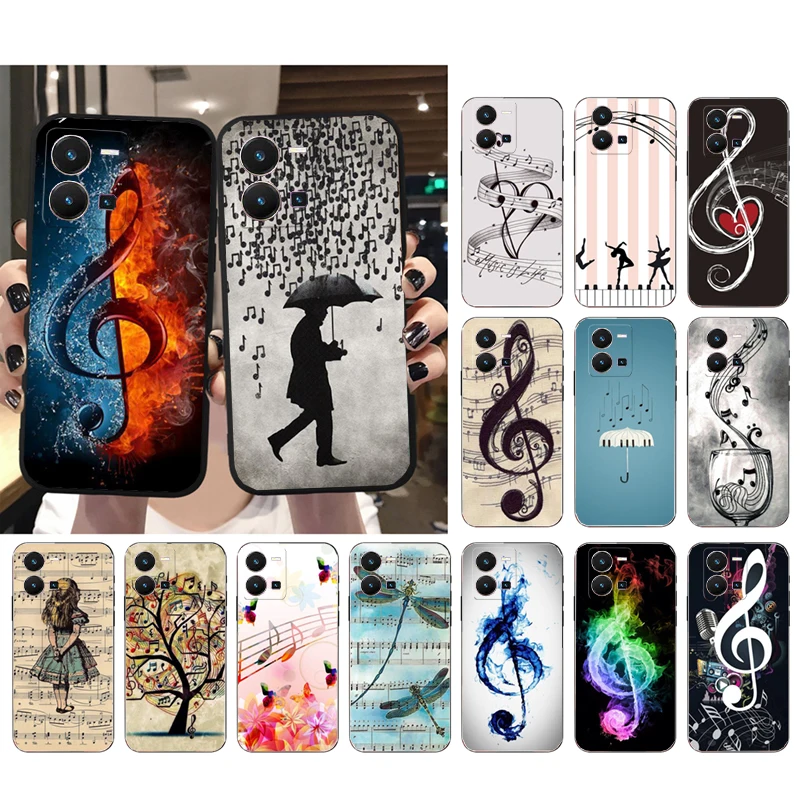 

Phone Case For VIVO Y53S Y33S Y11S Y31 Y21 Y70 Y20 Y21S Y72 Y55 Y76 Y51 Y01 V23E V21 V23 V21E Music Notes Case