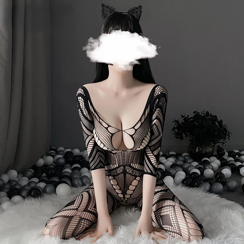 

Sexy Lingerie Teddies Bodysuits Hollow Out Open Crotch Bodystocking Elasticity Erotic Catsuit Women Porno Fishnet Jumpsuit