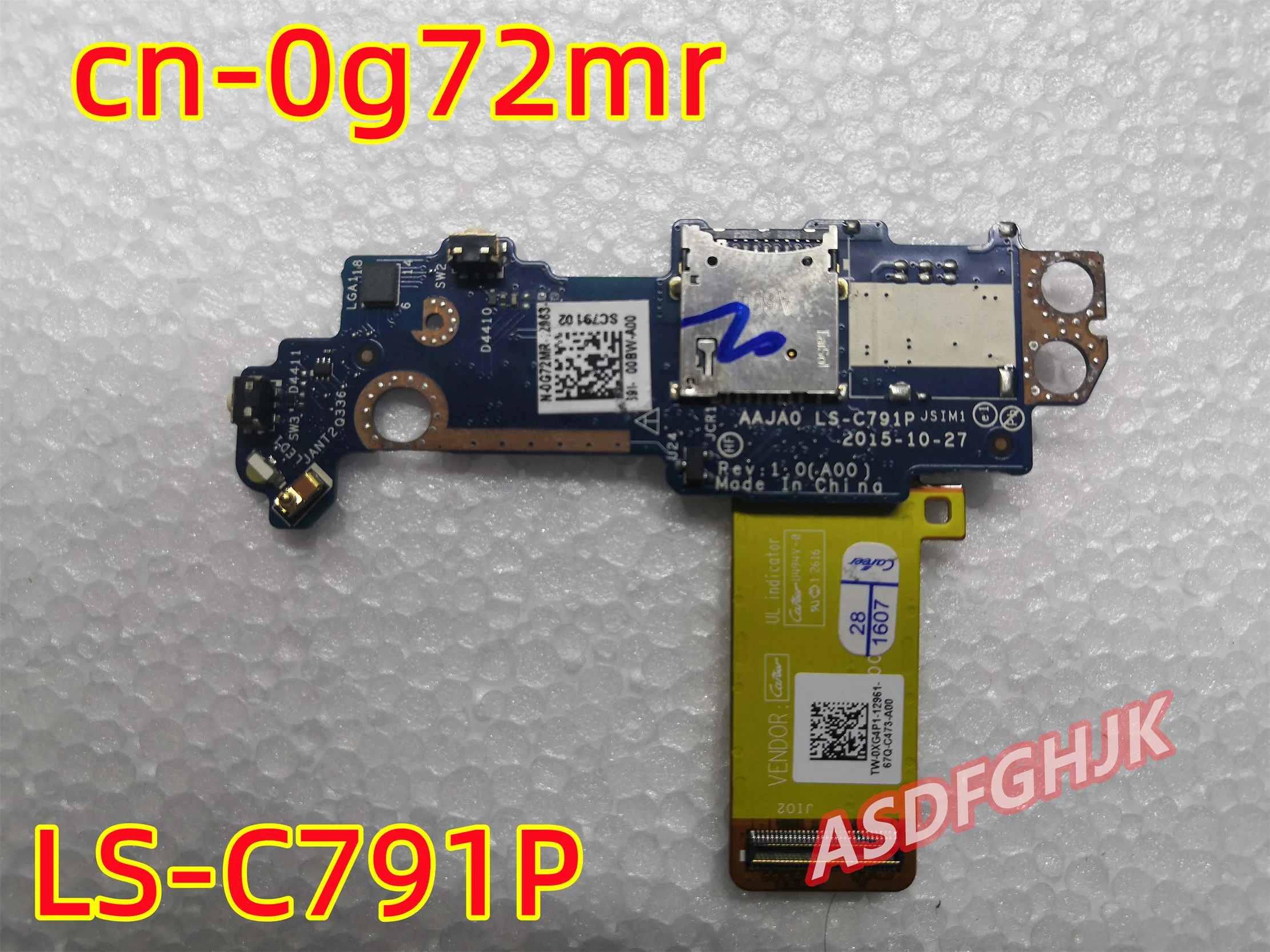 Оригинальная 0G72MR 0XG4P1 для dell Latitude 11 5175 5179 Кнопка питания SD SIM-плата с кабелем IO/B Параметры AAJA0