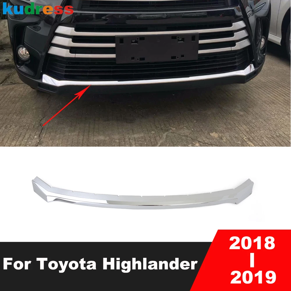 

Накладка на передний бампер для Toyota Highlander Kluger facelift 2018 2019, хромированная накладка на бампер, спойлер, накладка, аксессуары для тюнинга автомобиля