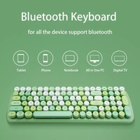 jelly comb wireless keyboard mouse comb bluetooth 2 4g usb keyboard for laptop notebook round punk key candy green keyboard
