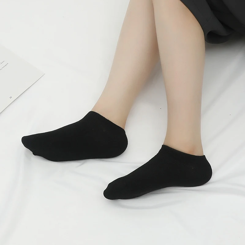 5Pairs Casual Men's Socks Spring Summer Solid Color Boat Socks Breathable Comfortable Black White Gray Men Women Invisible Socks