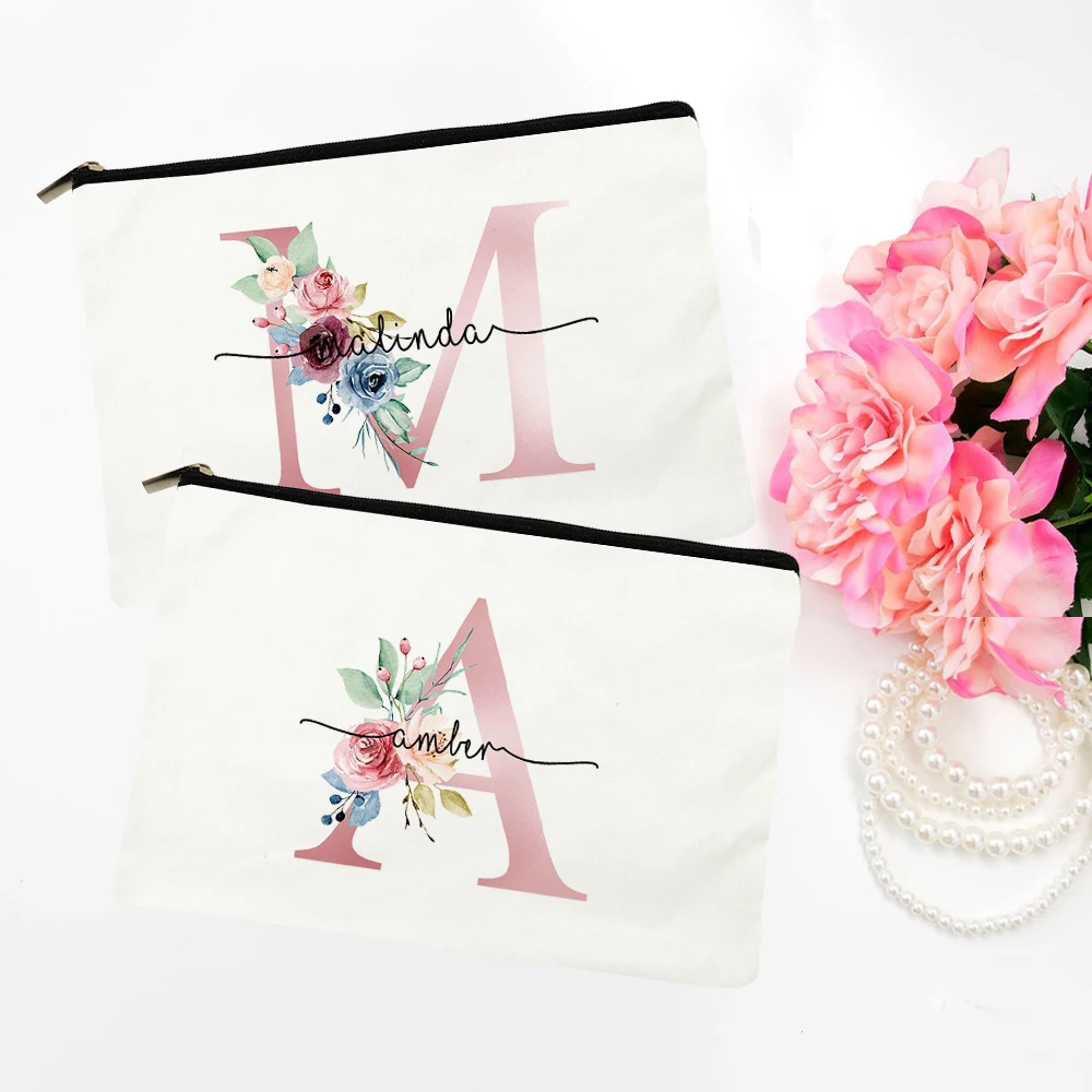 

Personalized Initial Make up Toiletry Bag Makeup Bag Bridesmaid Cosmetic Bag Pouch Gifts for Her Custom Bridesmaid Proposal gift