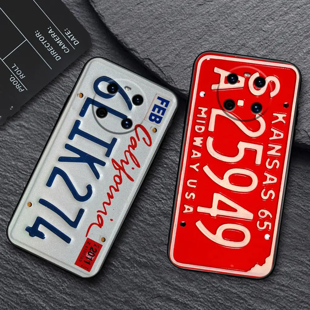 Phone Case For HUAWEI P50 P40 P30 P20 P10 P9 P8 Plus MATE 30 20 20X 10 9 8 Pro Lite Case Funda Vintage Car License Plate Numbers