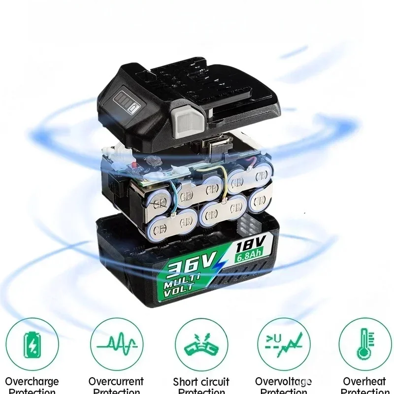 Фото Аккумулятор 36В/18В 6.8Ач для Hitachi HiKOKI BSL1840 BSL1860 DS18DSL C18DSL - Высокая мощность и длительное время работы для многофункциональных инструментов №5