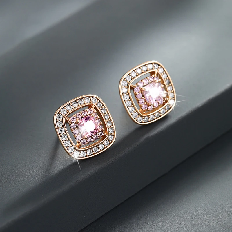 

Jewelry Geometric Square Earrings Square Temperament Slightly Filled with Zirconium High-end Color Jewelry Earrings Jewelry
