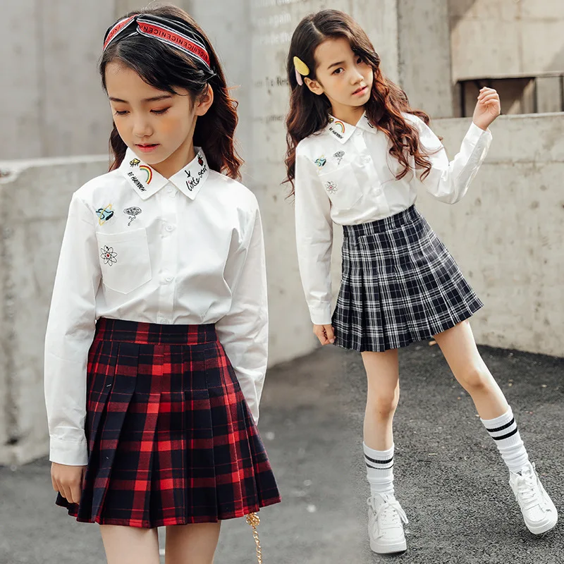 

Kids Plaid Cotton School Clothes Vintage Pleated Skirt Girl Skirt for Summer Teens Girls Bottom Children Clothes Sukienka Kleid