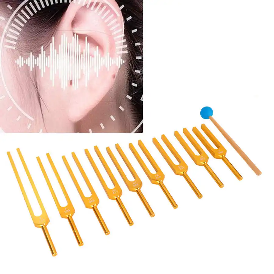 

9Pcs/Set Aluminum Medical Tuning Fork Healing Sound Vibration Therapy 174/285/396/417/528/639/741/852/963Hz Tuning Fork