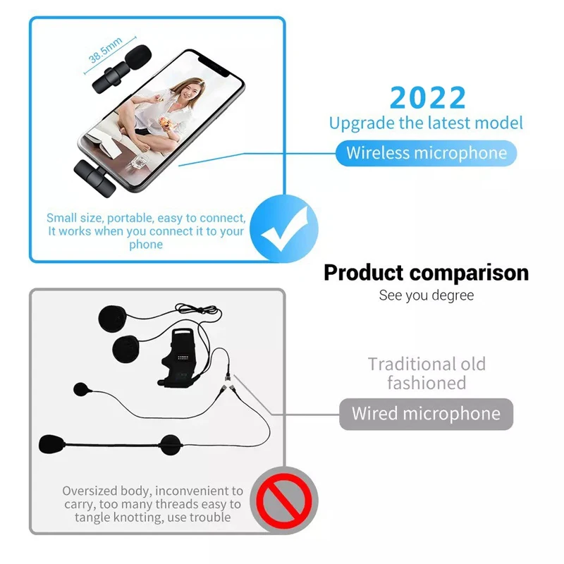 Беспроводной лацкановый микрофон для iPhone Huawei мобильный сотовый телефон