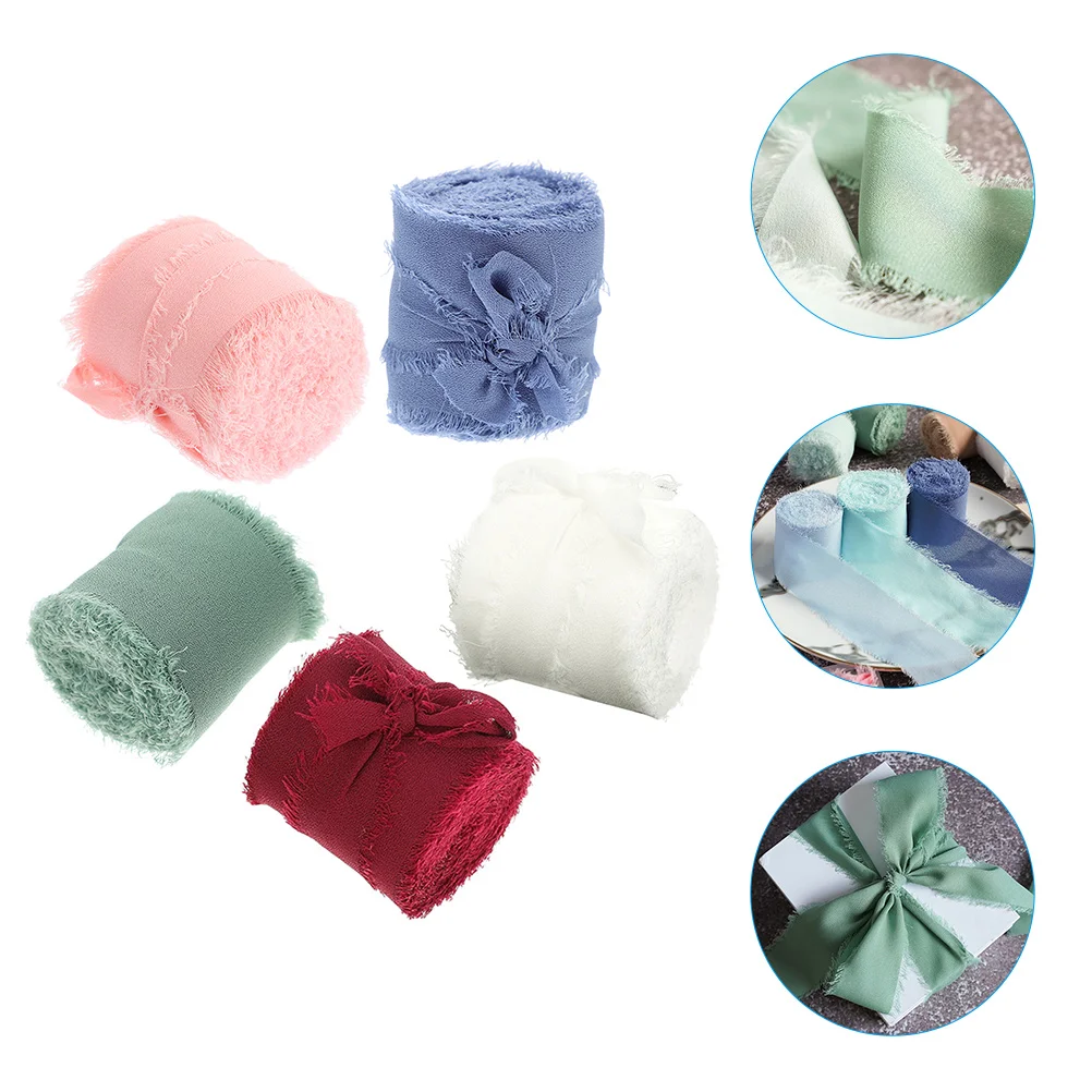 

Ribbon Chiffon Wrapping Ribbons Gift Wedding Silk Cake Bouquets Fringe Decoration Frayed Birthday Like Invitations Packaging