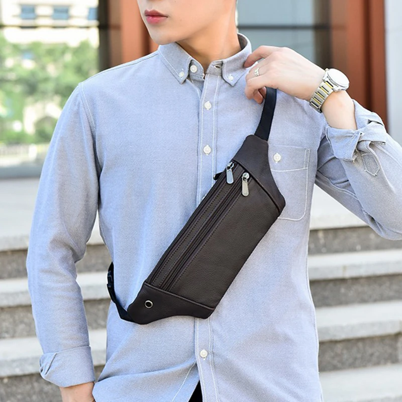 

Модная мужская нагрудная сумка, дорожные поясные сумки для мужчин, кошелек для телефона и кредитных карт, мужская сумка из воловьей кожи на ...