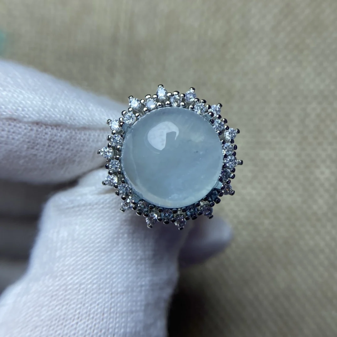 

1Pcs/Lot Natural Aquamarine Gemstone Ring Adjustable Size Inlay 925 Silver Gift Woman Jewelry Anillos Mujer Bague Bijoux