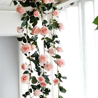 chain artificial rose vine fake flower indoor ceiling plant wall wrought diy plant vine christmas garland for wedding home room