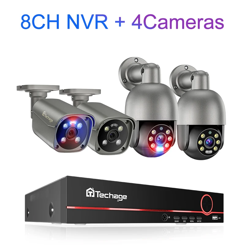 

Techage Система видеонаблюдения 4K 8CH с двусторонней аудиосвязью