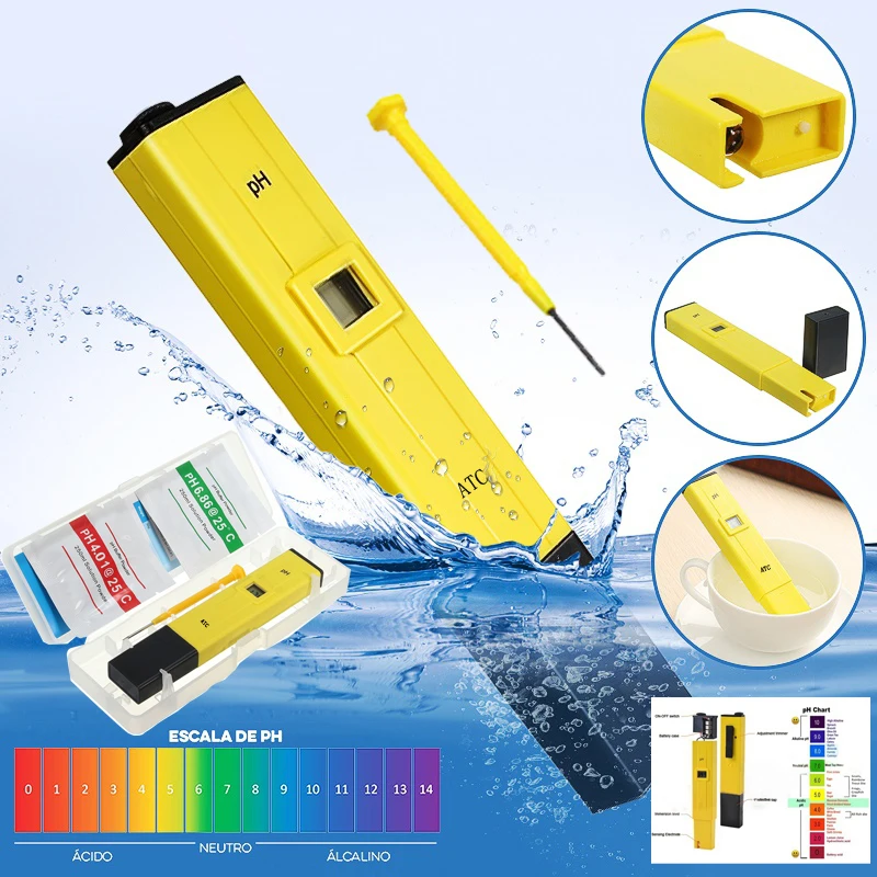 

Цифровой PH-метр с ЖК-дисплеем 0,1 для тестирования качества воды с диапазоном измерений 0-14, подходит для аквариума, бассейна, еды и напитков