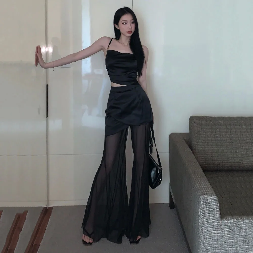 Женский летний сет LSHITT из полиэстера черный