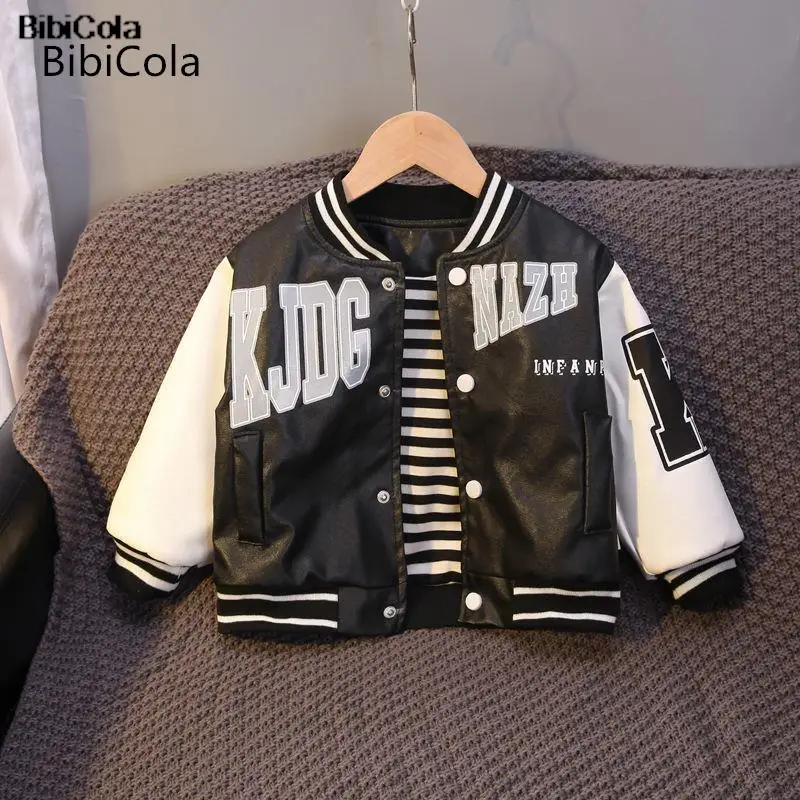 

Новинка 2022 года, куртка для маленьких мальчиков весенне-осенние кожаные пальто для маленьких мальчиков повседневная спортивная куртка для ...