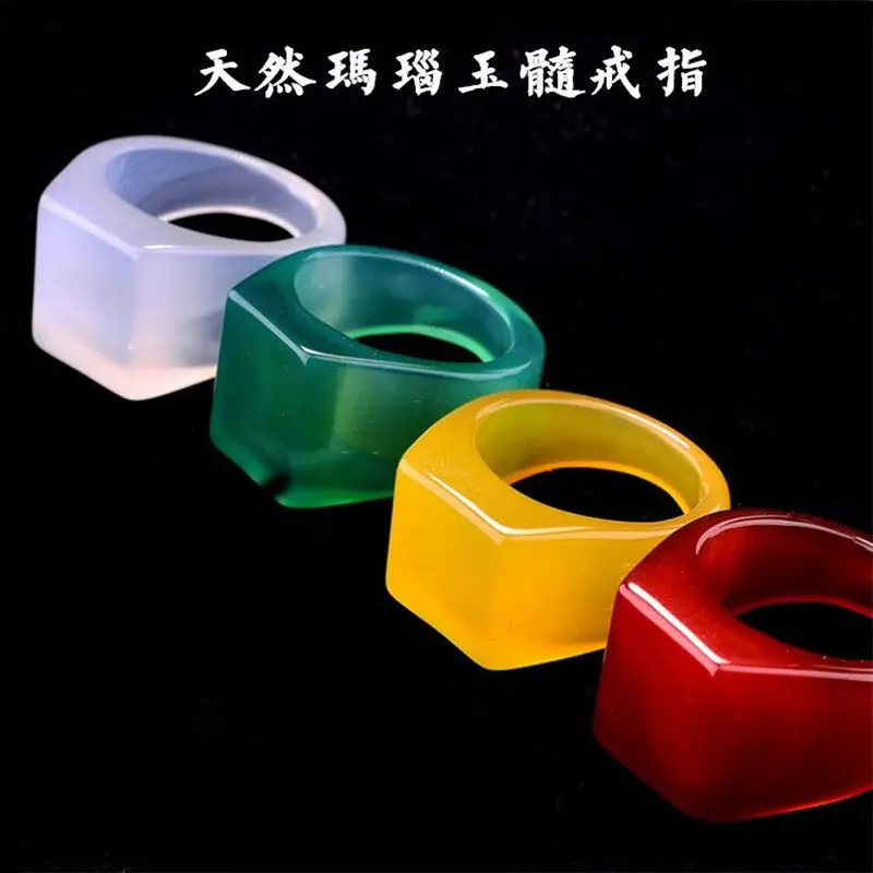 

Natural 100% real green red jade ring, handmade sculpture spanner simple jade ring, men party wedding jewelry rings for man gift