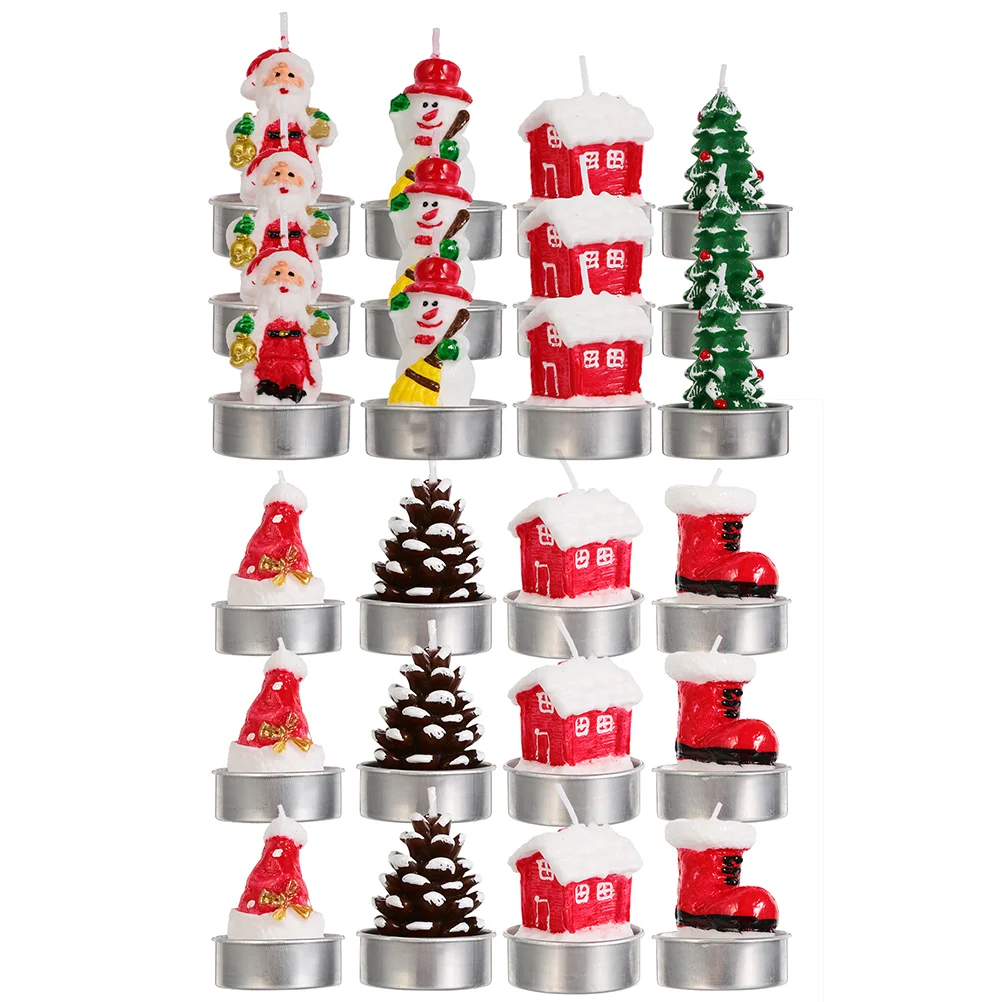 

Christmastealight Snowman Tree Santa Tea Lightsdripless Candlesticks Gift Table