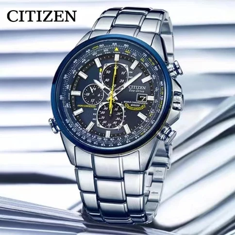 Citizen Watch Luxury Quartz Watches Men Diameter 44mm Original Stainless Steel Waterproof Watch Single Folding Clasp Wristwatch