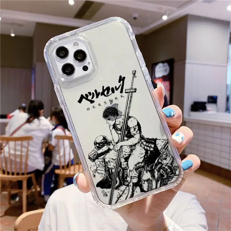 Чехол для телефона с аниме берзер iPhone 11 12 13 mini pro XS MAX 8 7 6 6S Plus X 5S SE 2020 XR прозрачный