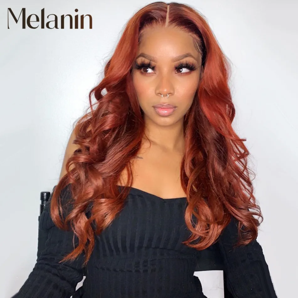 

Melanin Beauty 10A 4x4 5x5 HD Lace Closure Colored Human Hair Wigs Auburn Reddish Brown Body Wave Remy Human Hair Closure Wigs
