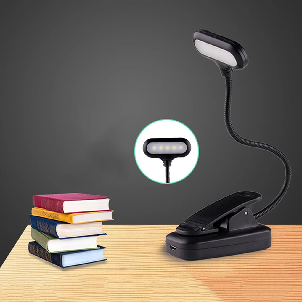 

LED Table Lamp Protection Work Clip Light Folding Adjustable Night Lamps Travel Bedroom Home Student Dormitory Black