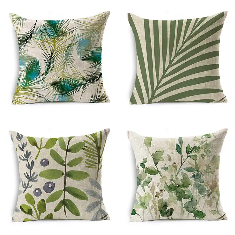 

Green Art Graphic Print Square Pillowcase Home Decor Car Sofa Cushion Cover