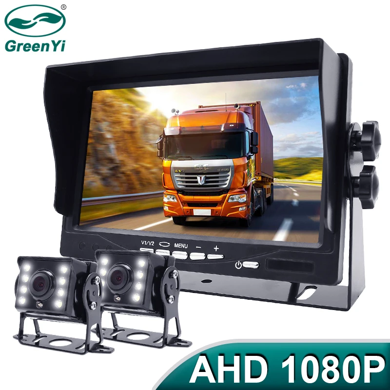 

GreenYi High Definition AHD 1920*1080 Truck Backup Starlight Night Vision Camera 7 inch Car Reverse Monitor For Bus Vehicle