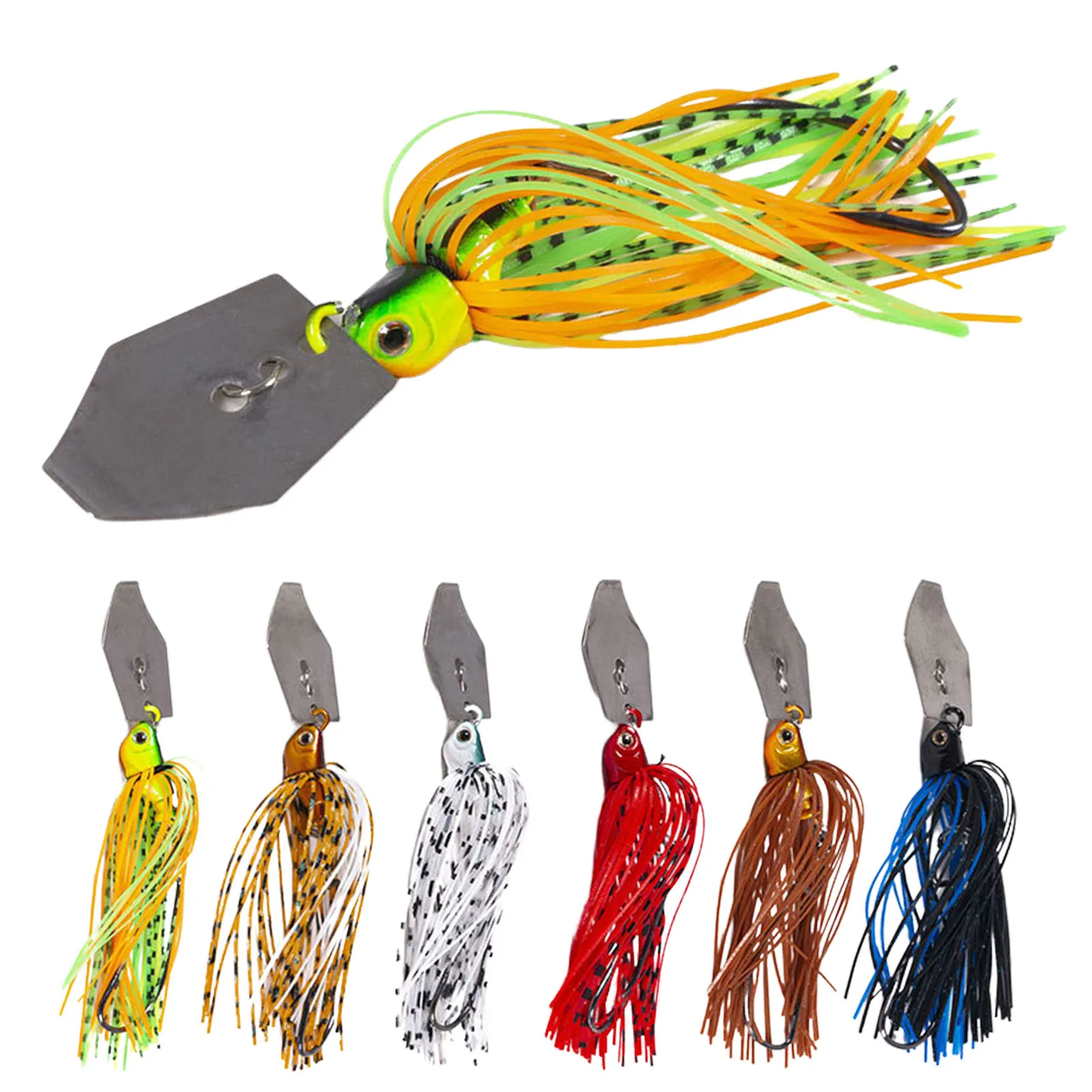 10cm 6pcs Chatter Bait Spinner Bait Weedless Fishing Lure Buzzbait Wobbler Chatterbait for Bass Pike Walleye Fish