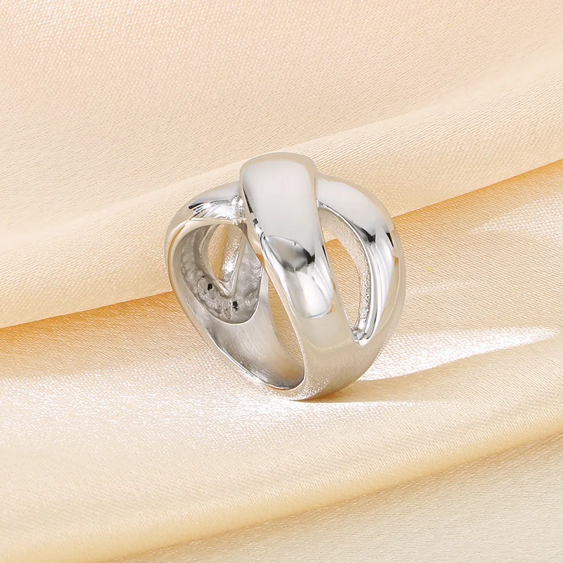 Простые модные новые массивные кольца X-образной формы для женщин блестящие