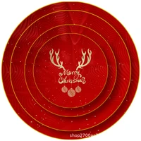 simple and creative elk christmas ceramic plate set festive home decorative bone china dinner plate