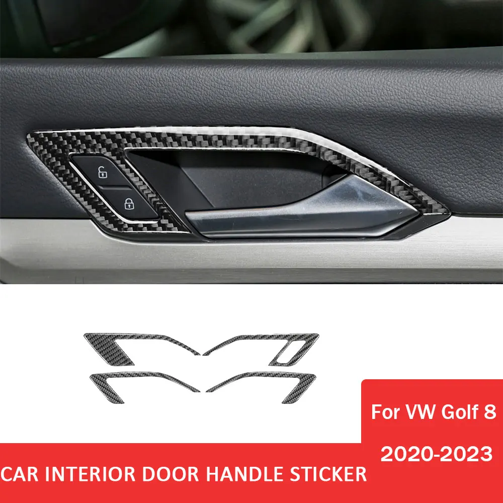 

4pcs Car Interior Door Handle Trim Sticker for Volkswagen VW Golf 8 MK8 2020-2023 Carbon Fiber Cover Auto Accessories
