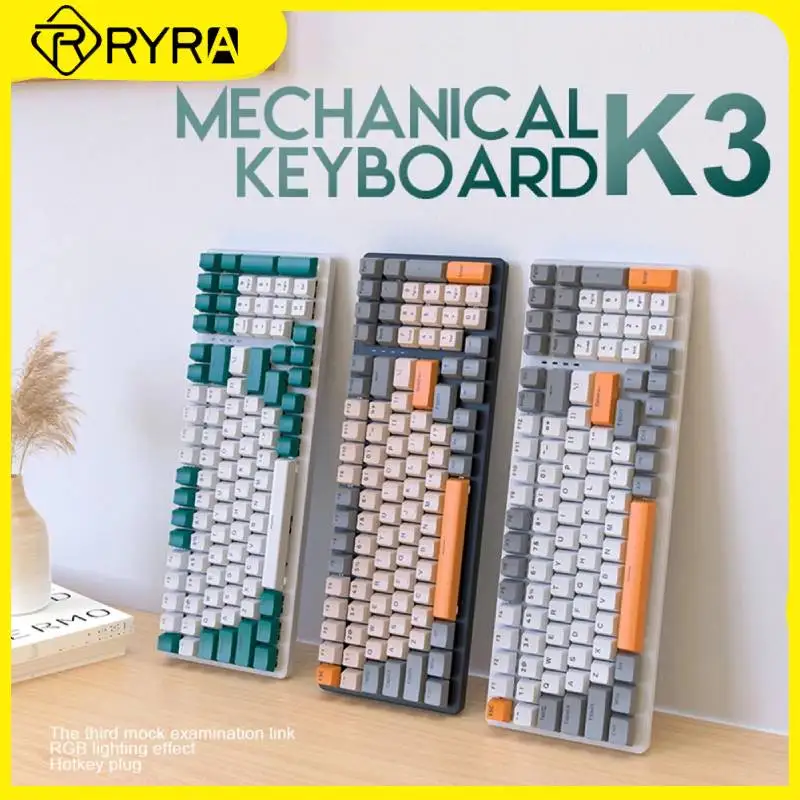 

Игровая клавиатура RYRA с 100 клавишами, USB Type C, проводная клавиатура, горячая переключение, механическая панель клавиш с RGB подсветкой, клавиат...