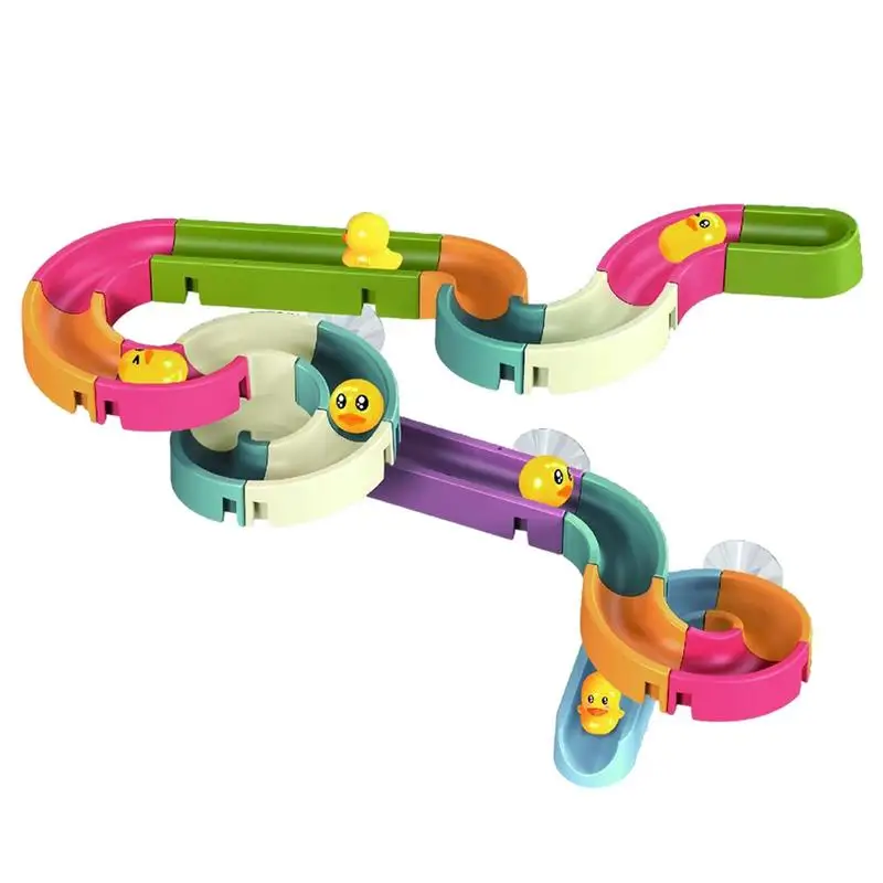 

Slide Shower Tracks Water Toys Wall Bathtub Toy Slide Baby Bath Toys With Wind-Up Duck Wall Bathtub Toys Ball Track Shower Water
