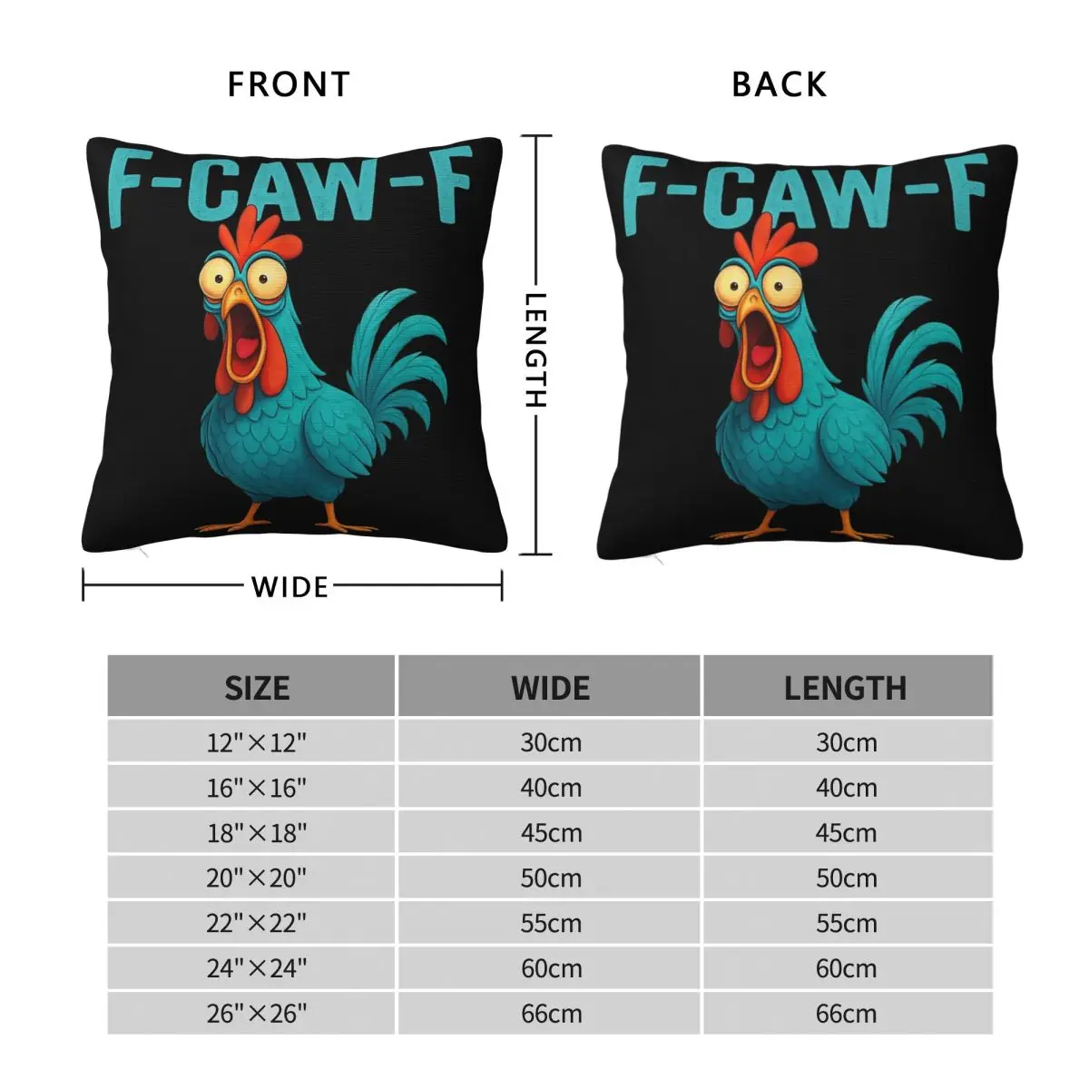 Фото Забавные наволочки с принтом F-Caw-F, чехол для подушки с курицей FCAWF, чехол для подушки, Y2K, домашний декор, молния, разные размеры №4