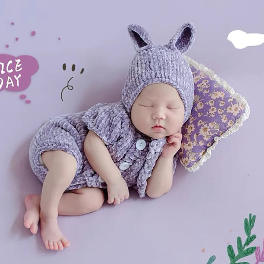 Сияющая одежда для фотосъемки новорожденных детский трикотаж ручной работы