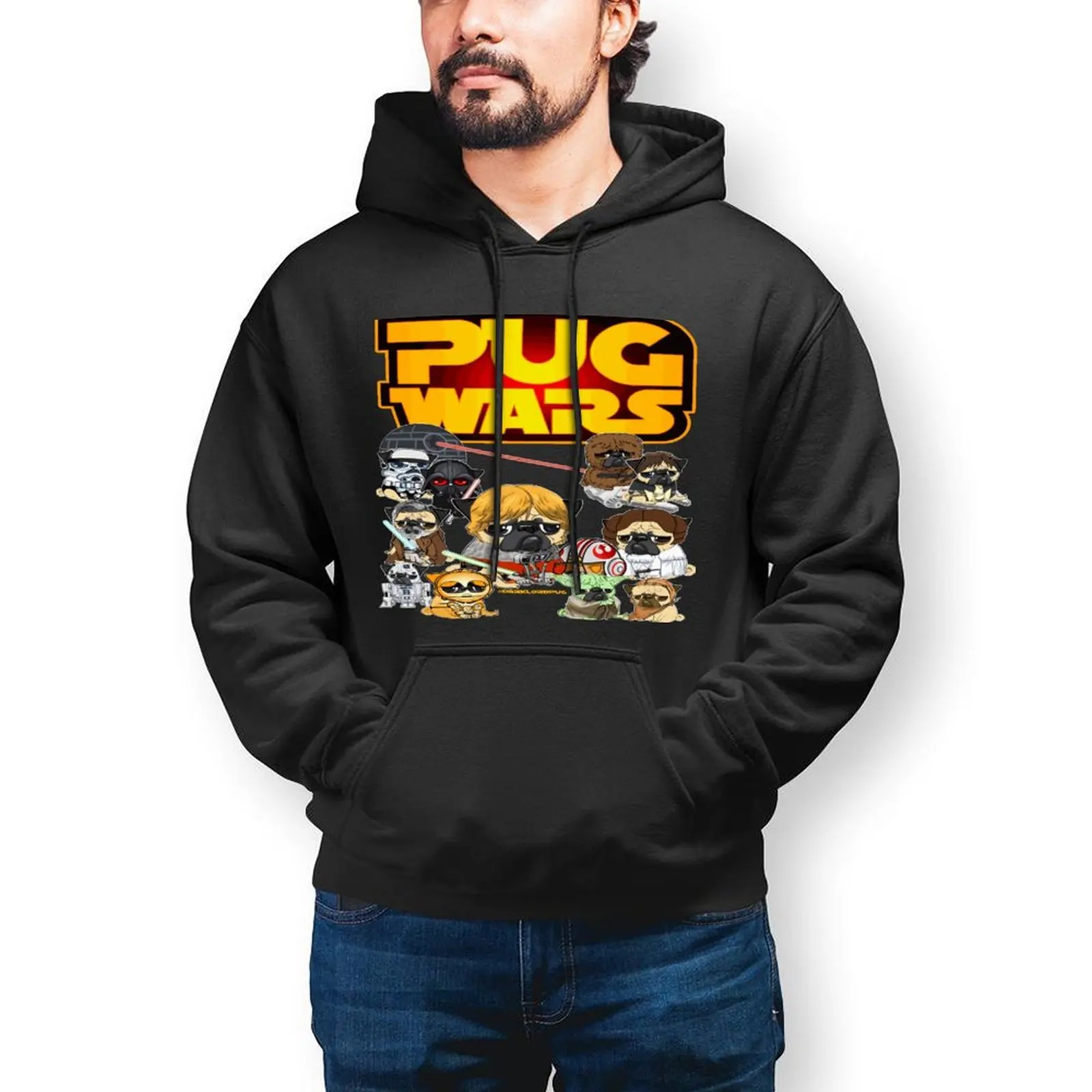 

Повседневные толстовки с капюшоном Pug WARS, Модная хлопковая рубашка с капюшоном, осенняя Толстовка с длинным рукавом, модель уличный сверхразмерный, подарок на день рождения