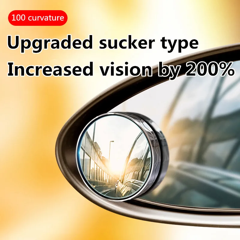 

2pcs Waterproof 360° Round Silver Car Vacuum Adsorption Wide Field of Vision Suction Cup Type Car Rearview Blind Spot Mirror
