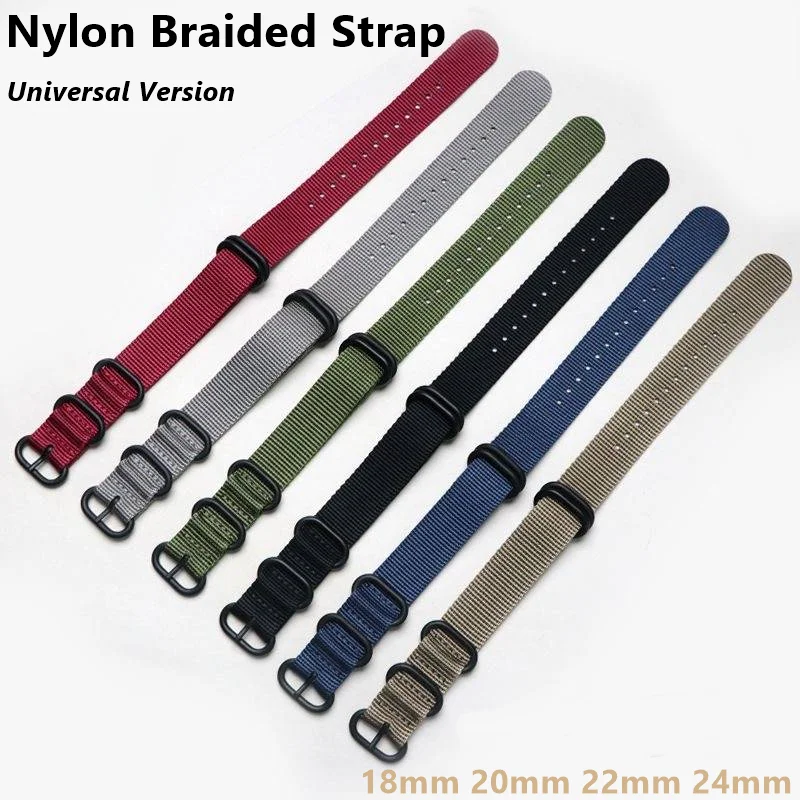 

Nylon Strap 18mm 20mm 22mm 24mm Watchband Waterproof Strap for 007 James Bond Military Striped Army Sport Watch Belt Accessories