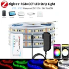 Контроллер ZIGBEE 3,0 Smart 5050, 5 м, 10 м, RGB + W + CW светодиодная ленсветильник, 12 В постоянного тока, 24 В постоянного тока, для Smartthings Echo Plus Z2mqtt HU * E