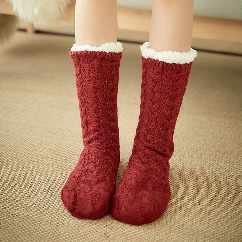 2022 new Winter Socks Women Room Home Sleep Slippers super warm Foot Sock Fleece-Lined Thicken Carpet Socks Happy New Year gifts