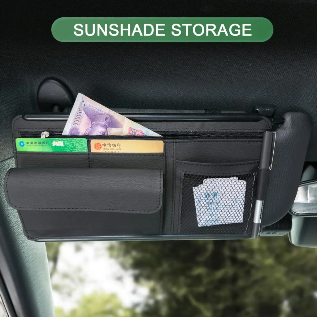 

1X Car Sun Visor Glasses Storage Bag Interior Sunshade Plate Sunglasses Organizer for Card Sunglasses Holder for Auto Accessory