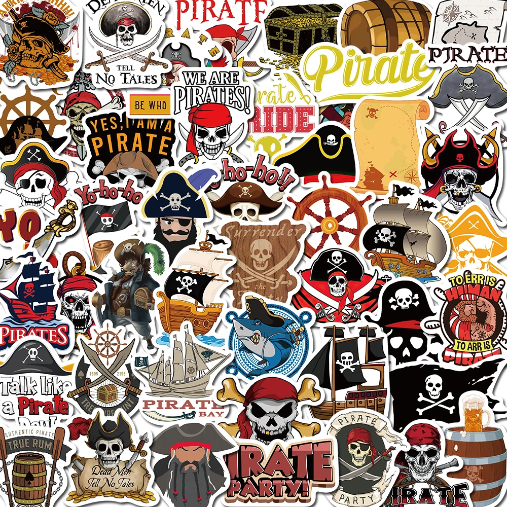 

10/50PCS Pirate Skull Stickers Captain Buccaneer Vintage For DIY Notebook Luggage Motorcycle Laptop Refrigerator Decals Graffiti